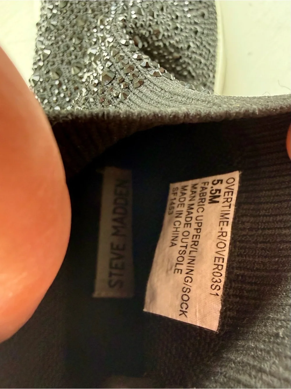 Steve Madden Overtime Black Crystal Knit Slip-On Sneakers